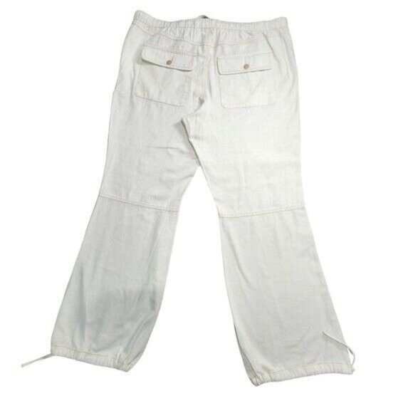 We The Free Womens Ivory Relax Cotton Pants Wide Leg Drawstring Waistband L NEW - Picture 5 of 15